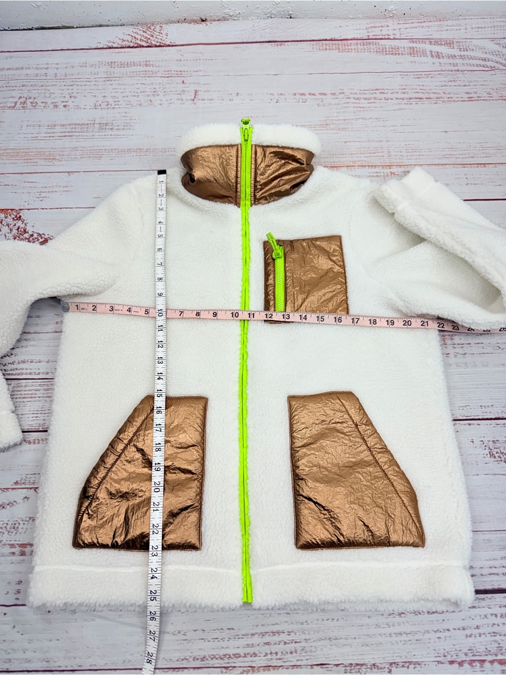 Boden Women’s Size 6 Ivory Funnel-Neck Borg Fleece Zip Up Jacket - Picture 4 of 16